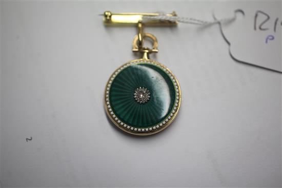 A French 18ct gold, diamond and two colour enamel dress fob watch, dial bearing the signature Cartier, watch diameter 29mm